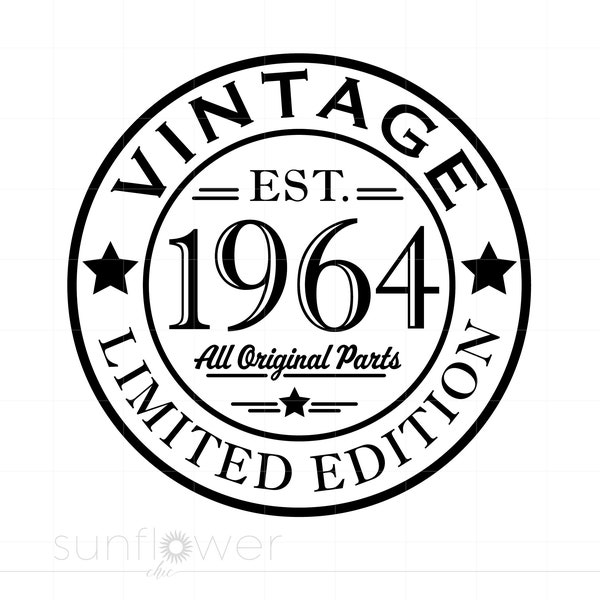 1964 Birthday Svg, Born In 1964 Svg Download, 1964 All Original Parts Svg, 60th Birthday Svg, Vintage 1964 Cut File Cricut Silhouette S3091