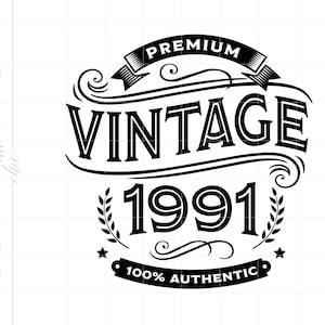 1991 Birthday SVG Downloads, Born In 1991 Svg, Vintage 1991 Birthday Cricut Silhouette Cut File, 1991 Aged To Perfection Svg SC2085