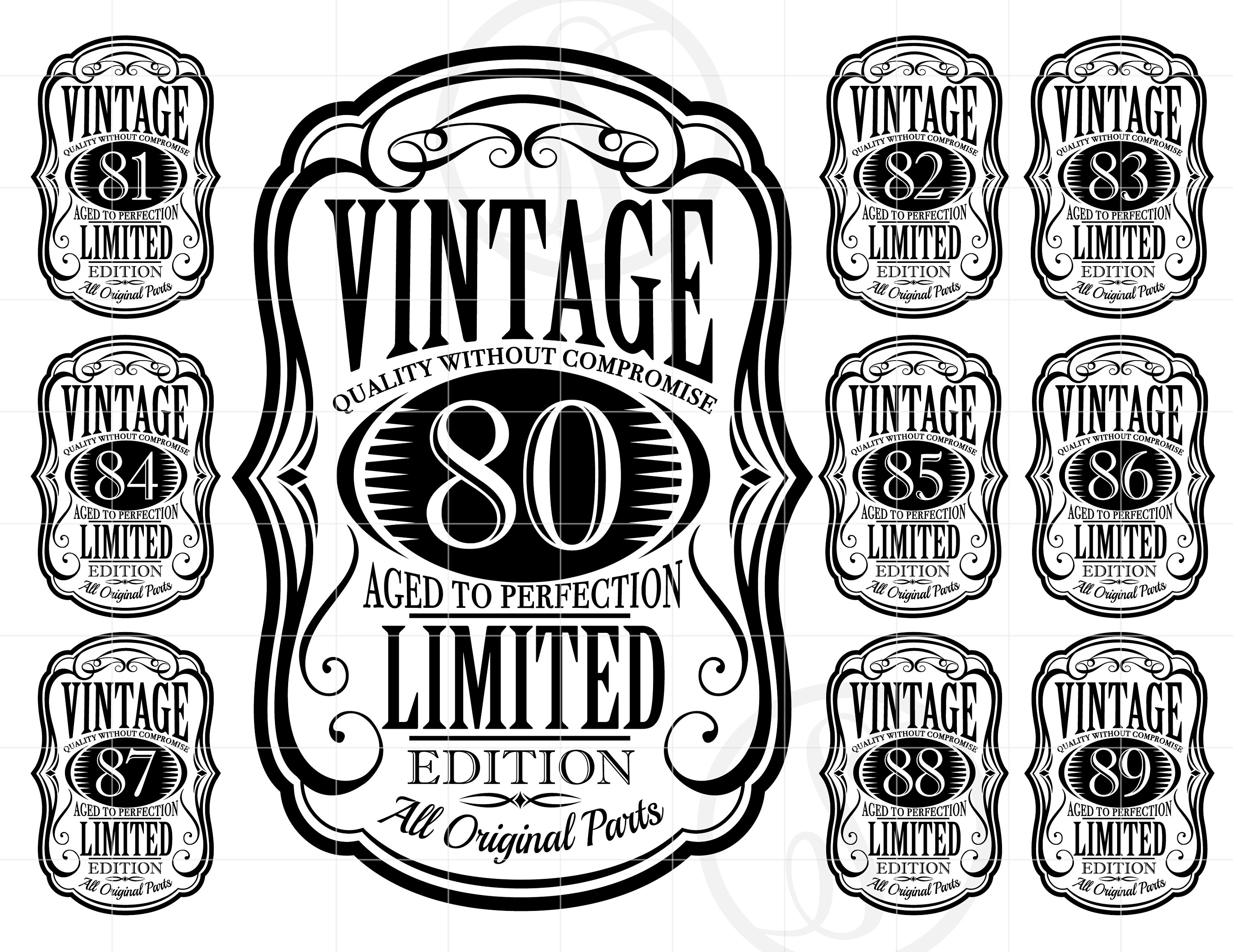 Jaren 80-svg | Vintage 80-89 SVG-clipart | Verouderd tot in de perfectie gesneden bestand voor Cricut | Vintage T-Shirt Design Svg Jpg Eps Pdf Png SC1883