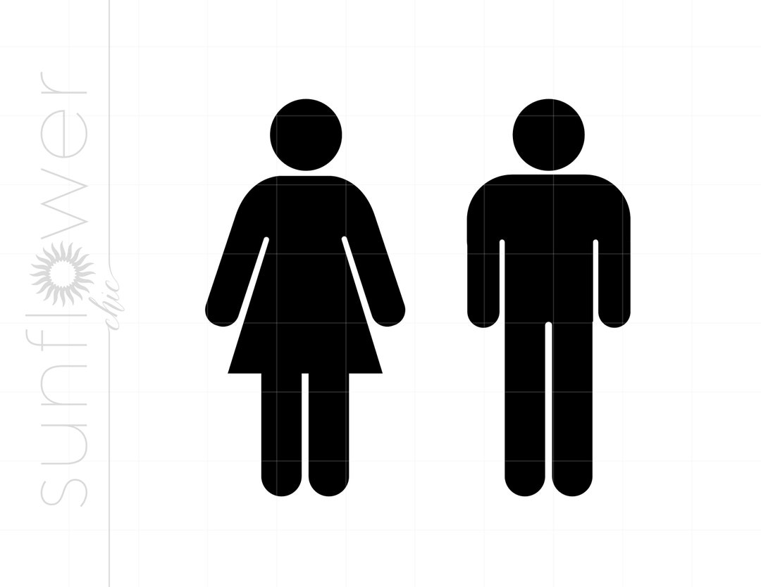 Man Woman Silhouette SVG Clipart | Man Woman Restroom Sign Silhouette ...