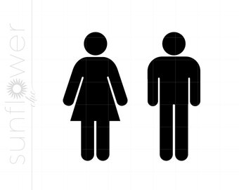 Man Woman Silhouette SVG Clipart | Man Woman Restroom Sign Silhouette Cut File Svg Jpg Eps Pdf Png Dxf Downloads SC1157