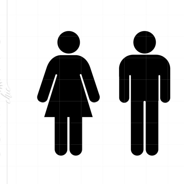 Man Woman Silhouette SVG Clipart | Man Woman Restroom Sign Silhouette Cut File Svg Jpg Eps Pdf Png Dxf Downloads SC1157