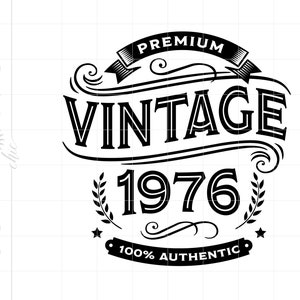 SVG-downloads uit 1976 | Premium vintage 1976 verjaardag whiskylabel Cricut silhouet gesneden bestand | 1976 bieretiket Svg Jpg Dxf Pdf Png SC2178