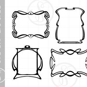 Paris Art Nouveau Frame Art Svg Cut File Border Clipart Downloads | Parisian Frames Svg Dxf Pdf l Silhouette Svg SC79