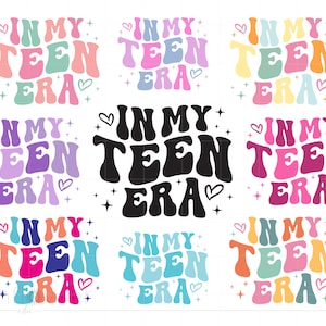 In mijn tienertijdperk Svg-bundel, Groovy Letters Teenage Shirt Svg, Art Design voor tienershirt, Cricut Instant Download SC3632