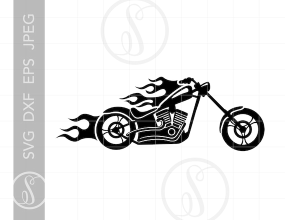 Download Motorcycle Flames Svg Clipart Motorcycle Flames Silhouette Etsy