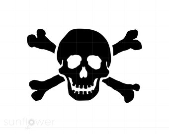 Skull Crossbones SVG Download, Pirate Skull Cut File, Skull Crossbones Svg Png Cricut Silhouette Instant Download SC633