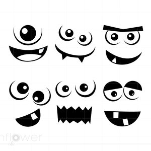 Monster Faces Svg Cut Files, Monsters SVG, Monster SVG Clipart Download, Halloween Svg Dxf Pdf Cricut Silhouette Cut File Downloads SC401
