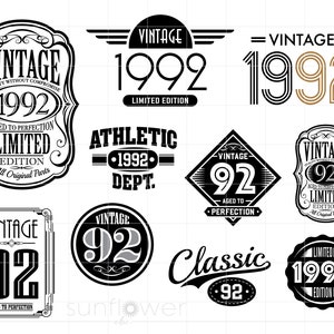 1992 SVG Bundle Downloads | 1992 SVG Clipart Designs | 1992 Birthday ...
