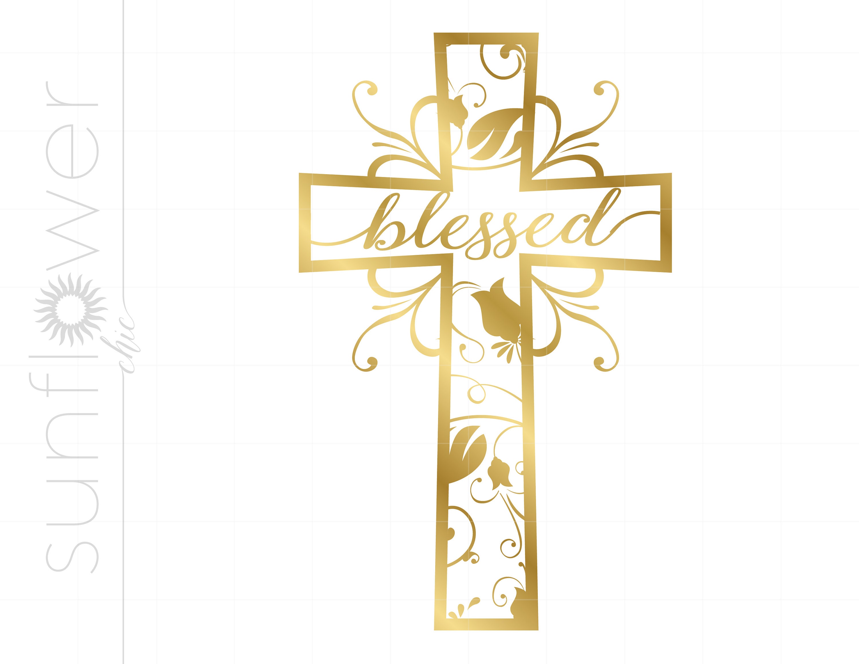 Gold Blessed Cross SVG / Cross Clipart / Cross Cut File for Etsy México