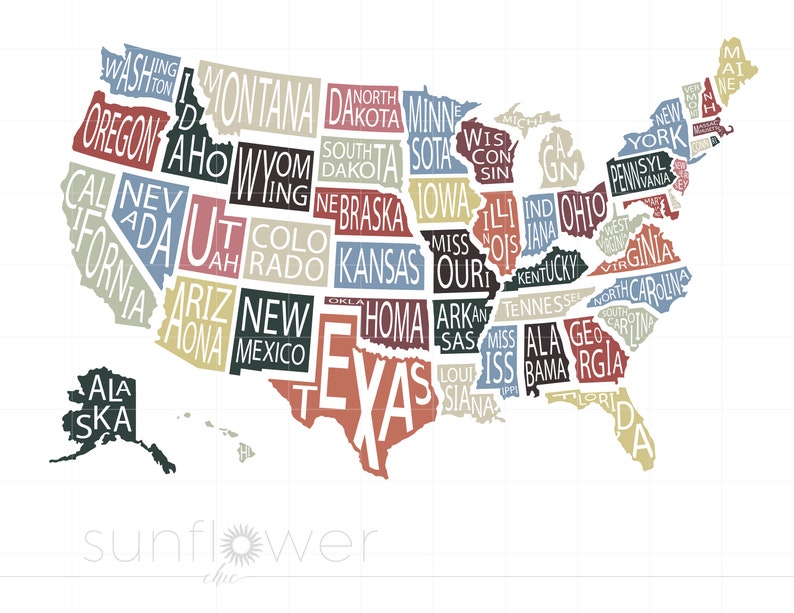 United States Svg | US States Svg Cut Files | United States Map Svg | US Map Puzzle Svg Printable Cricut Silhouette SC2435 image 1