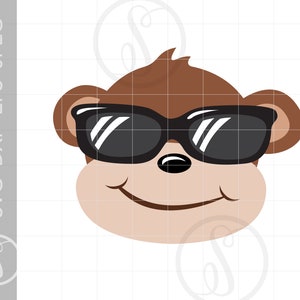 Cool Sunglasses Monkey SVG | Cool Monkey Clipart | Cool Monkey Cut File Download | Cool Monkey Silhouette Svg Jpg Eps Pdf Png SC838