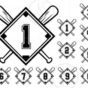 Baseball Numbers SVG | Baseball Diamond SVG Clipart Cut File for Cricut | Baseball Jersey Numbers T-Shirt Design Svg Jpg Eps Pdf Png SC1514