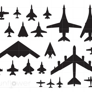 Amerikaanse militaire jets Svg | Militaire vliegtuigen Svg Cut Files | Air Force Navy Jets Afdrukbaar T-shirt Cricut Silhouet SC2398