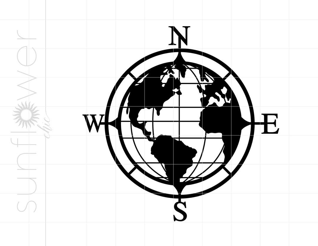 Compass Globe SVG Compass Globe Silhouette Cricut Download Cut File