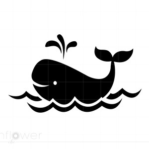Whale Waves SVG Clipart, Blue Whale Svg Jpg Eps Png Cricut Silhouette Cut File, Instant Download SC1489