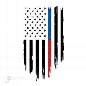 Fire Fighter Police Flag Svg, Distressed Red and Blue Line American Flag T Shirt Cricut Silhouette Cut File, Instant Download SC3659