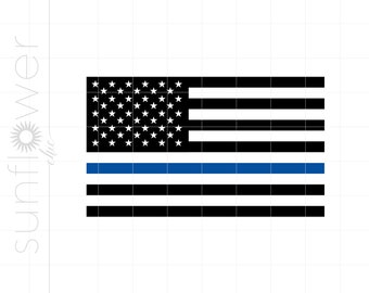 Police Flag Svg | Policeman Flag Svg Cut Files | Police Officer Flag | Blue Line American Flag T Shirt Cricut Silhouette SC2380