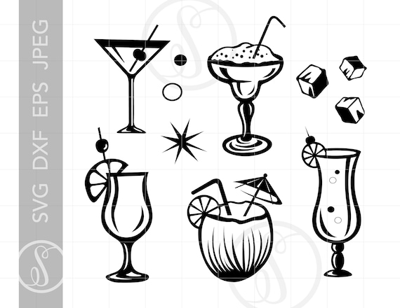 Download Cocktails Svg Clip Art Cut Files Margarita Svg Martini Svg Etsy
