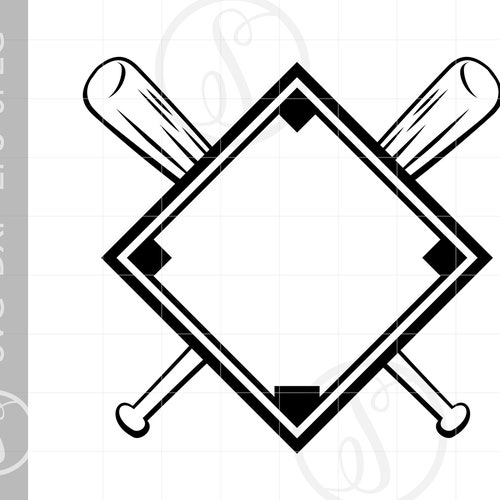 Baseball Frame SVG Clipart Baseball Bat Frame Silhouette Cut Etsy