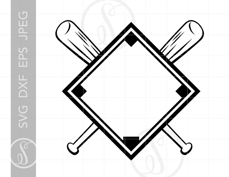 Baseball Frame SVG Clipart Baseball Bat Frame Silhouette Cut Etsy