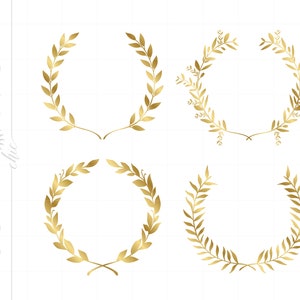 Gold Laurel Wreath SVG Clip Art / Laurel Cutting Files SVG Eps Jpeg / Laurel Wreaths SVG Cut Files / Vector Laurel Clipart Download SC389G