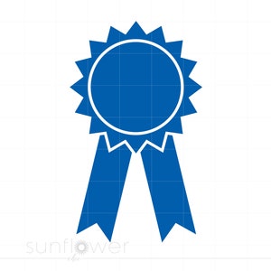 Blue Ribbon SVG | Blue Ribbon Clipart | Blue Ribbon Silhouette Cut File | Award Ribbon Svg Jpg Eps Pdf Png Dxf Download SC1182