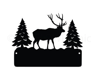 Elk Sign Template SVG Cut File | Elk Silhouette Download | Elk Cricut Svg Eps Pdf Jpg Png SC1820