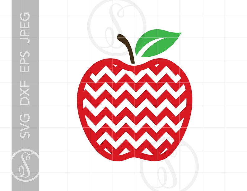 Puede incluir: Una manzana roja con un patr&oacute;n de chevron blanco y una hoja verde en la parte superior.