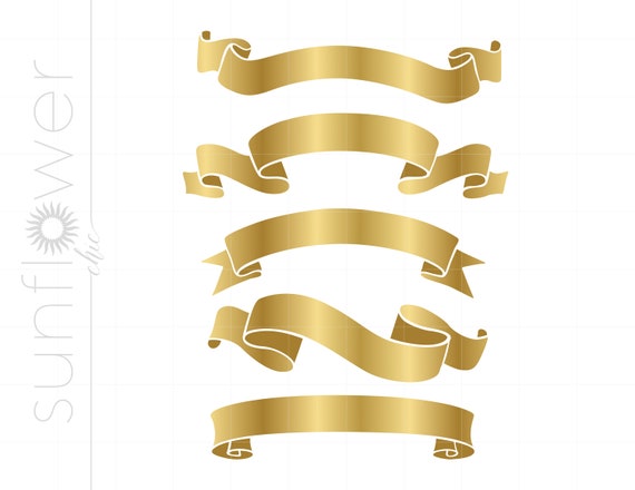 Gold Ribbon Clipart Banner (PNG Transparent)
