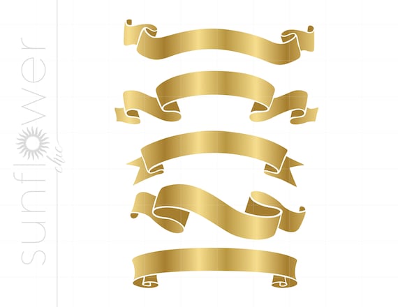 Gold Ribbon Banner Vector Clipart
