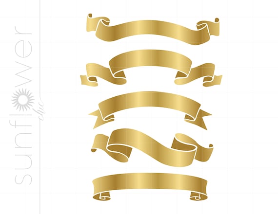 Gold Ribbon Clipart Banner (PNG Transparent)