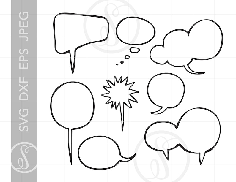 Cartoon Quote Bubbles Svg Cut Files Clipart Downloads Etsy