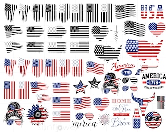 American Flag Svg, 4th of July Svg Cut Files, Distressed Flag Svg, Patriotic Grunge USA Flag T Shirt Printable Cricut Silhouette SC2295