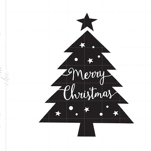 Christmas SVG | Merry Christmas Tree Cut Files | Christmas Clipart Downloads Svg Dxf Pdf Silhouette Art | Holiday Svg Clipart SC383