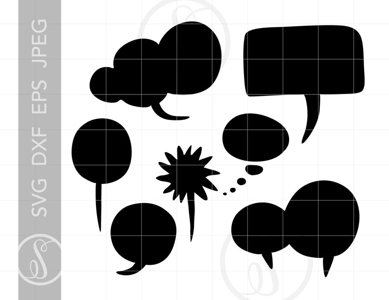 Quote Bubbles Svg Cut Files Clipart Downloads Thought Etsy