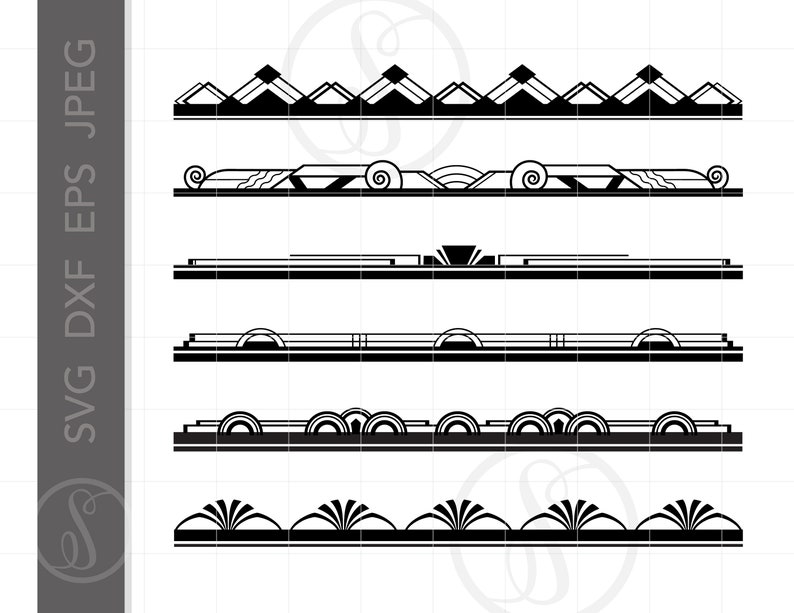 Download Art Deco BORDERS SVG Dxf Eps Jpeg Art Deco Cut File ...