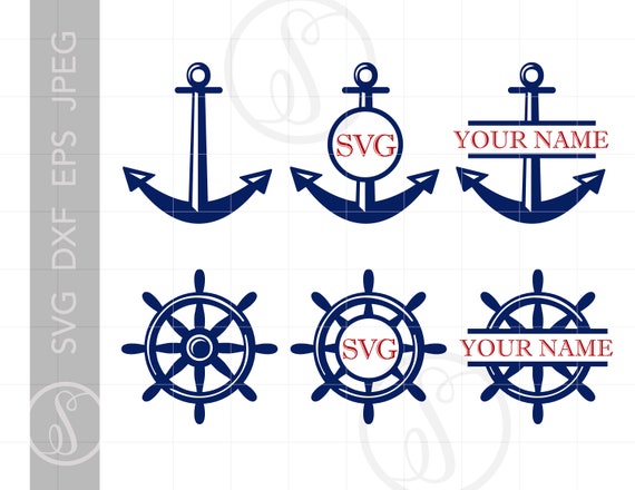 Download Anchor Monogram Svg Ship Wheel Svg Nautical Anchor Etsy