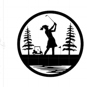 Lady Golfing SVG | Girl Golfer Silhouette Télécharger Cut File Monogram | Women Golfing Design Svg Jpg Eps Pdf Png Dxf Télécharger SC1778