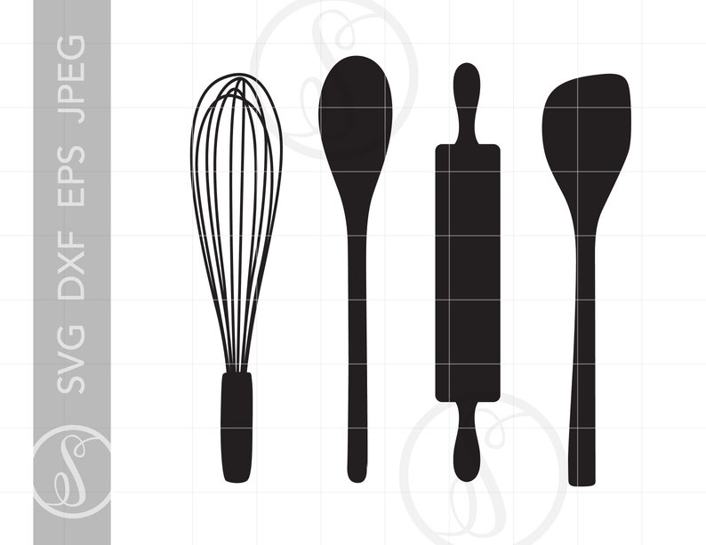 Baking Utensils SVG Clipart Baking Tools Silhouette Cut File Etsy