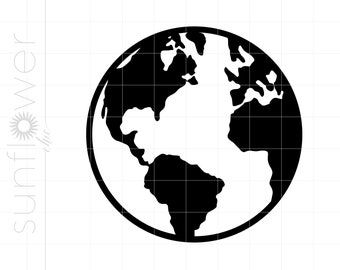 Earth Globe SVG Download | Globe Silhouette Cricut Cut File | Globe Template Svg Jpg Pdf Png Dxf Downloads SC2021