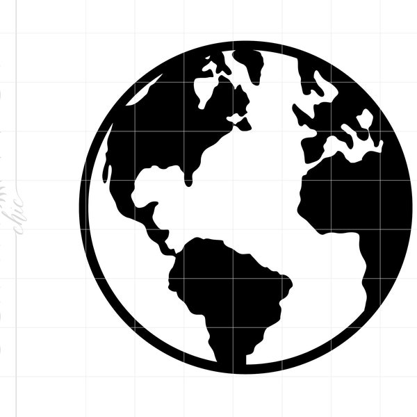 Earth Globe SVG Download | Globe Silhouette Cricut Cut File | Globe Template Svg Jpg Pdf Png Dxf Downloads SC2021