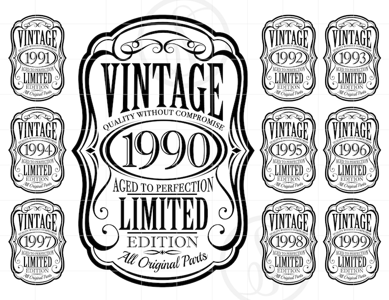 Vintage 1990's SVG Vintage 1990-99 SVG Clipart Aged to - Etsy
