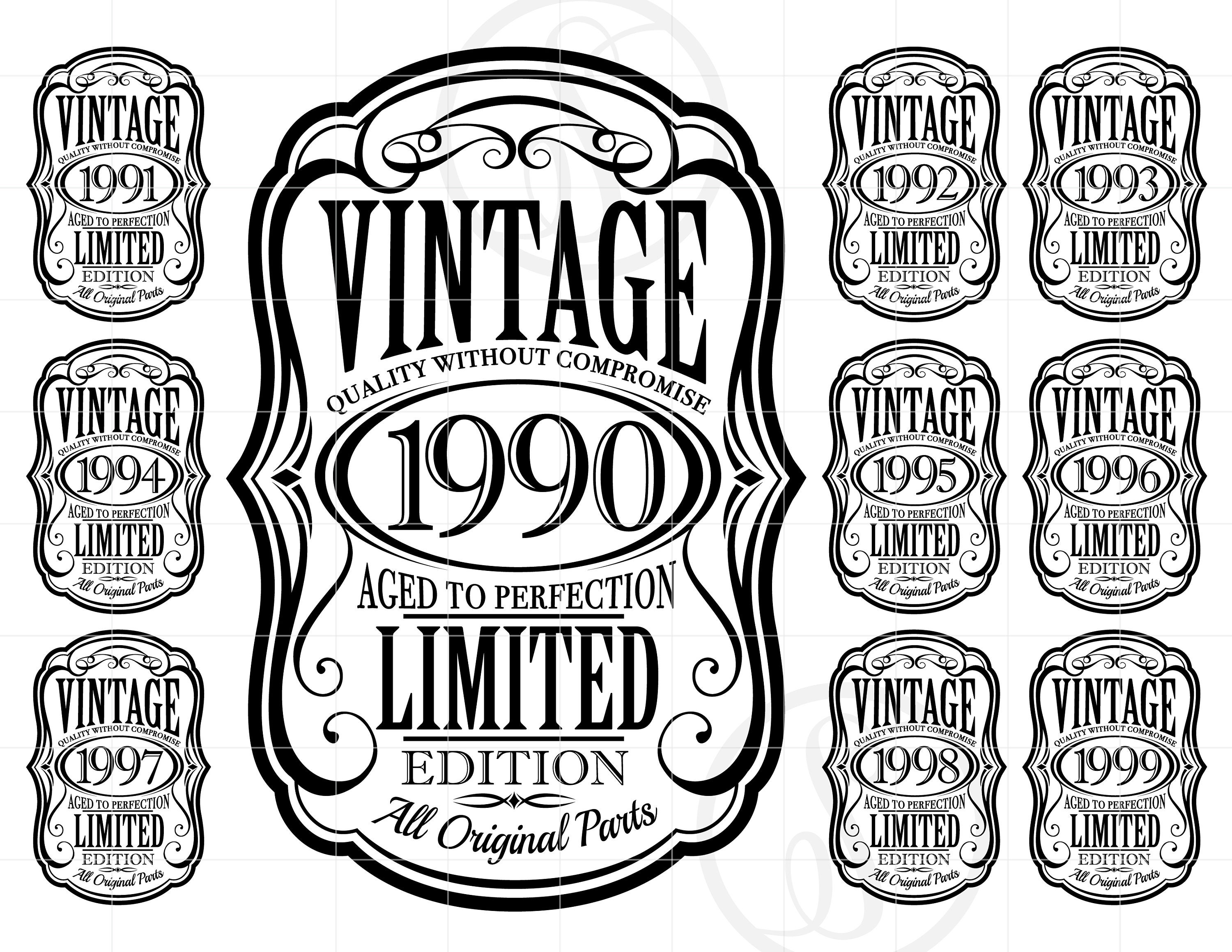 Download Vintage 1990 99 Svg Clipart Aged To Perfection Cut File For Cricut