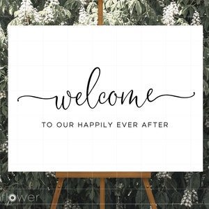 Bem-vindo ao nosso SVG Felizes para Sempre | SVG de casamento | SVG de casamento minimalista | Bem-vindo à nossa placa de casamento Svg para impressão Cricut SC2418