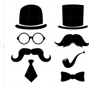 Cavalheiro Bigode Svg Cut File Clipart Downloads | Bigodes Svg Dxf Pdf l Silhouette Art | Clipart SVG SC26