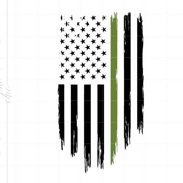 American Flag Svg | Distressed Military Flag Svg Cut Files | Military Svg | Green Line American Flag Printable T Shirt Cricut SC2502