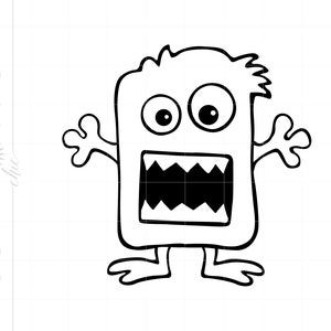 Monster Svg, Monster Outline Svg, Halloween Monster SVG Cricut Silhouette Downloads, Vector Monster Svg Dxf Pdf Cut Files SC2692