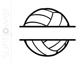 Volleyball Split Frame SVG, Volleyball Monogram Clipart, Volleyball Silhouette Cut File Svg Jpg Eps Pdf Png Download SC1266