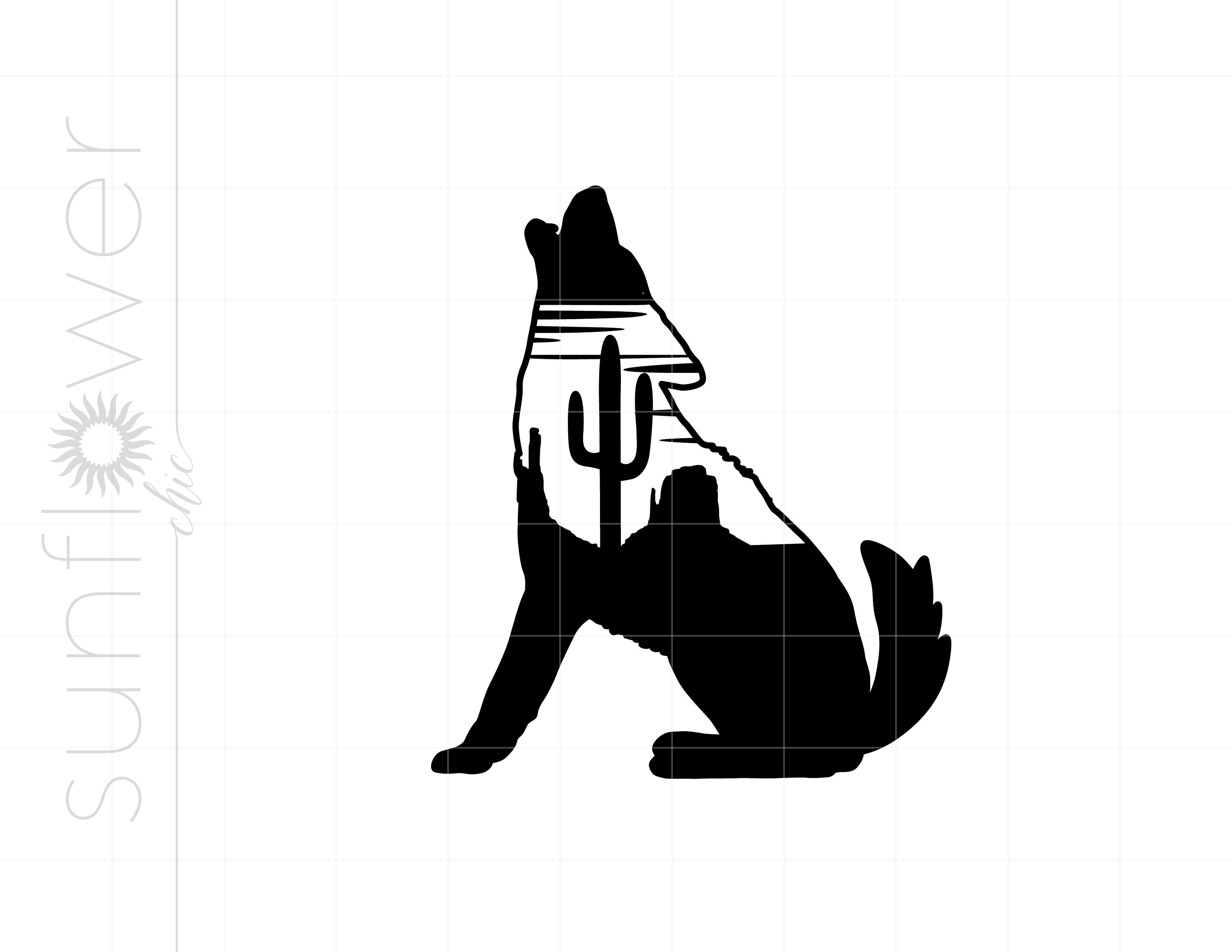 Coyote Desert SVG | Howling Coyote Cricut SVG | Coyote Silhouette Cut File  | Full Body Coyote Svg Printable Download SC2543 - Etsy, image size:3000x2318